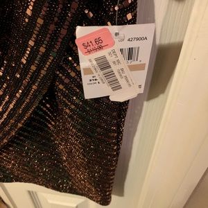 Copper/rose gold & black dress. Size 15 in juniors